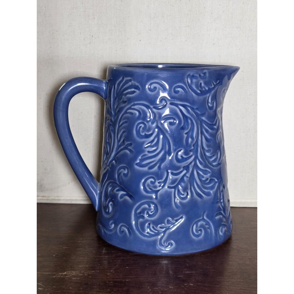 Pitcher Blue Paisley Swirl Pattern Ceramic Planter Teleflora - Picture 2 of 6